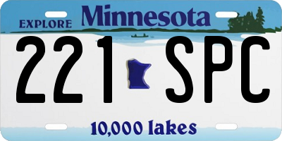 MN license plate 221SPC