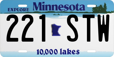 MN license plate 221STW