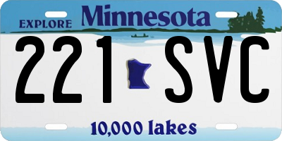 MN license plate 221SVC