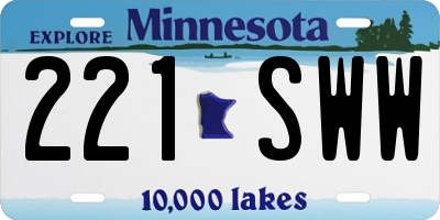 MN license plate 221SWW