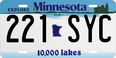MN license plate 221SYC