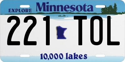MN license plate 221TOL