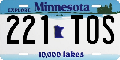 MN license plate 221TOS