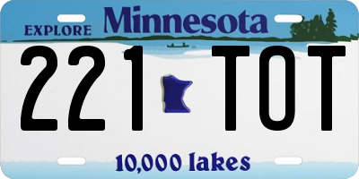 MN license plate 221TOT