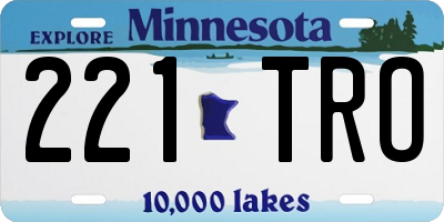 MN license plate 221TRO