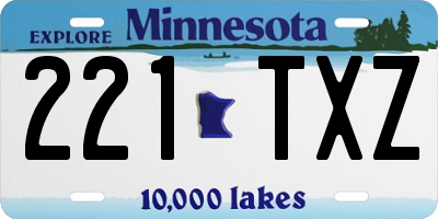 MN license plate 221TXZ