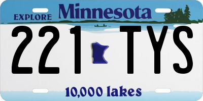 MN license plate 221TYS