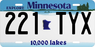 MN license plate 221TYX