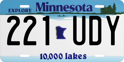 MN license plate 221UDY