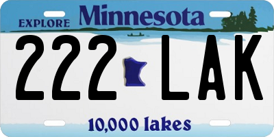 MN license plate 222LAK
