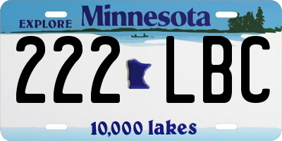 MN license plate 222LBC