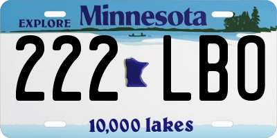MN license plate 222LBO