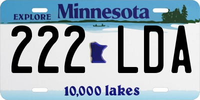 MN license plate 222LDA