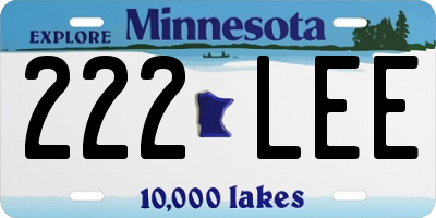 MN license plate 222LEE