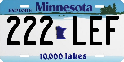 MN license plate 222LEF