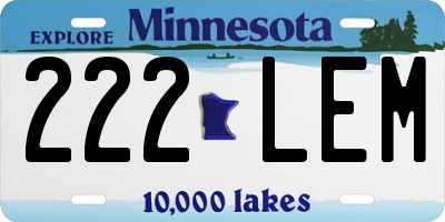 MN license plate 222LEM