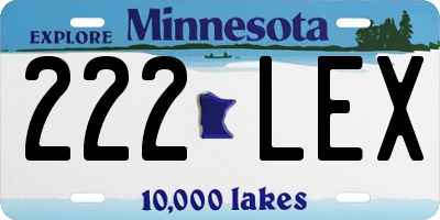 MN license plate 222LEX
