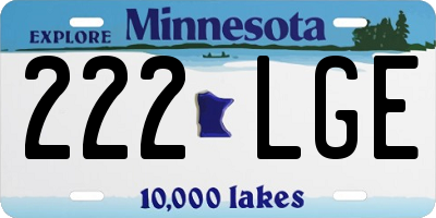 MN license plate 222LGE