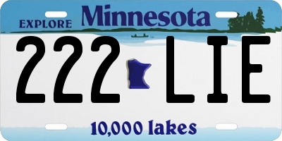 MN license plate 222LIE