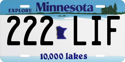 MN license plate 222LIF