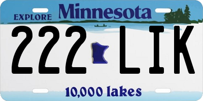 MN license plate 222LIK