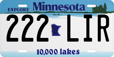 MN license plate 222LIR