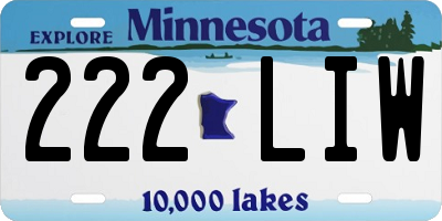 MN license plate 222LIW