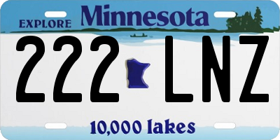 MN license plate 222LNZ
