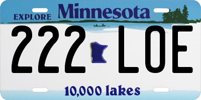 MN license plate 222LOE