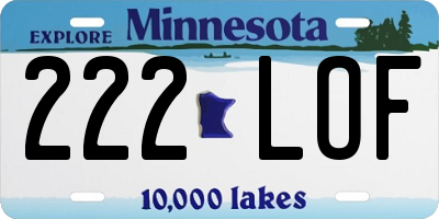 MN license plate 222LOF