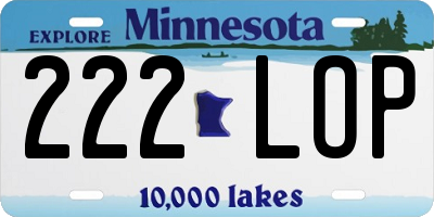 MN license plate 222LOP