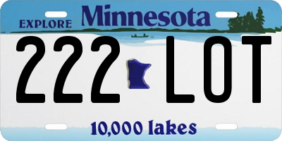 MN license plate 222LOT