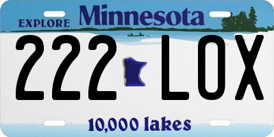 MN license plate 222LOX