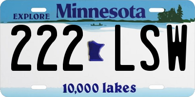 MN license plate 222LSW