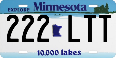 MN license plate 222LTT