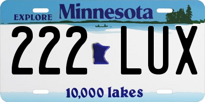 MN license plate 222LUX