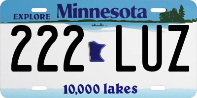 MN license plate 222LUZ