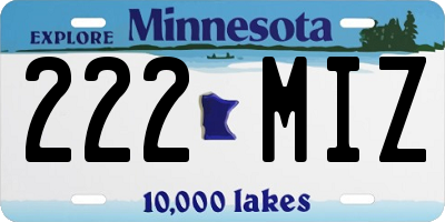 MN license plate 222MIZ