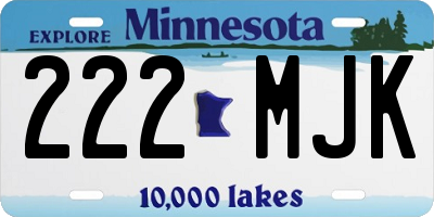 MN license plate 222MJK