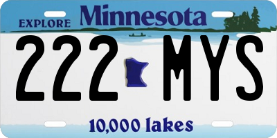 MN license plate 222MYS