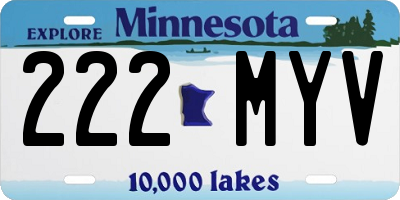 MN license plate 222MYV