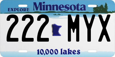 MN license plate 222MYX