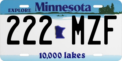 MN license plate 222MZF