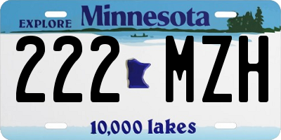 MN license plate 222MZH