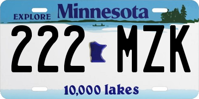 MN license plate 222MZK