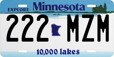 MN license plate 222MZM