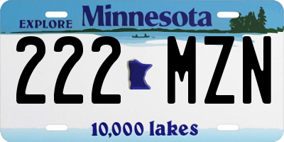 MN license plate 222MZN