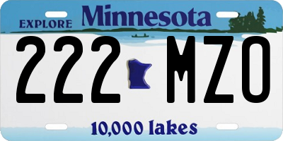 MN license plate 222MZO