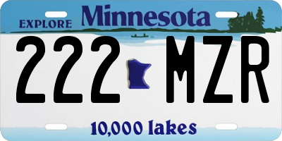 MN license plate 222MZR