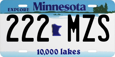 MN license plate 222MZS